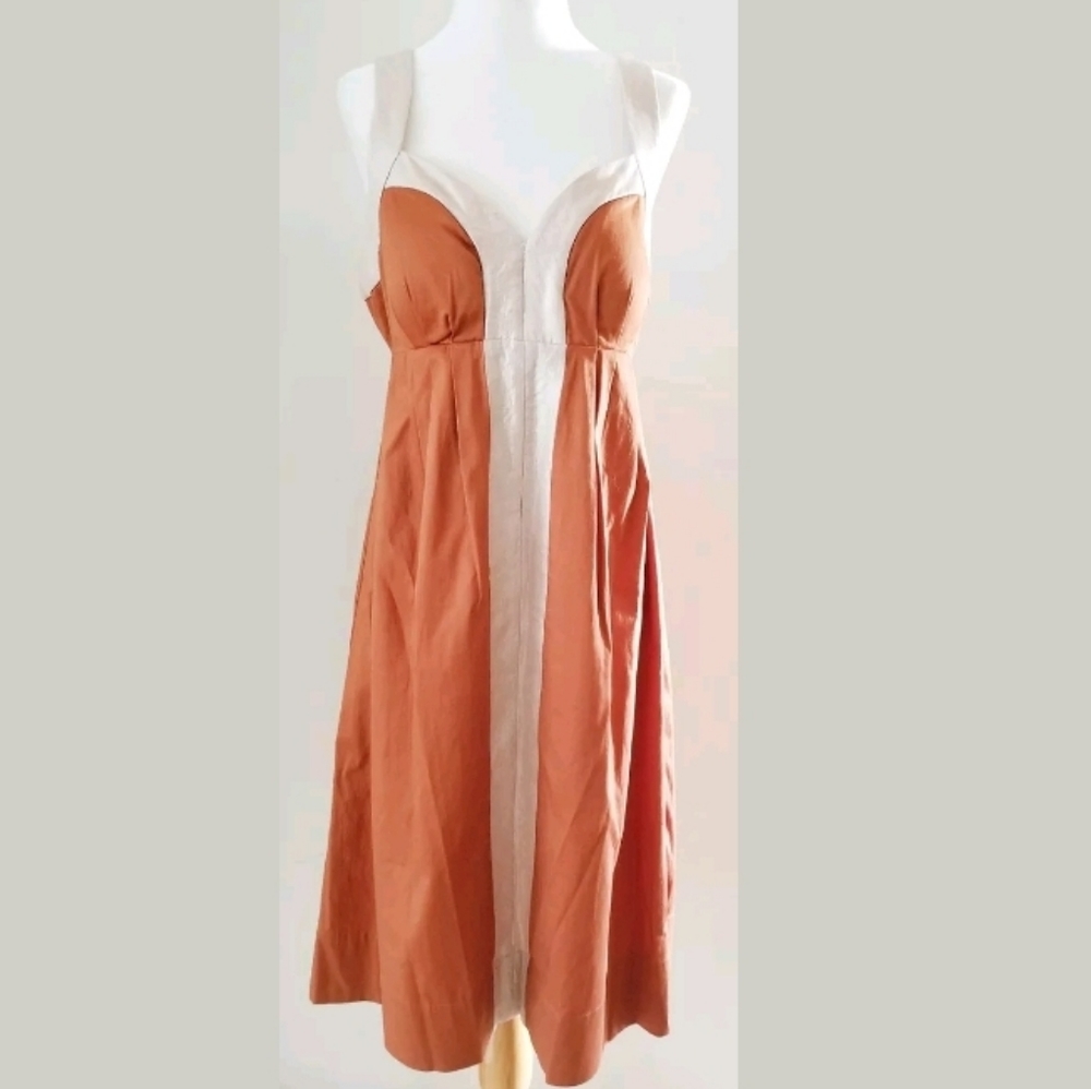 Max And Cleo Rust And Gold Classic Dress, Size 8